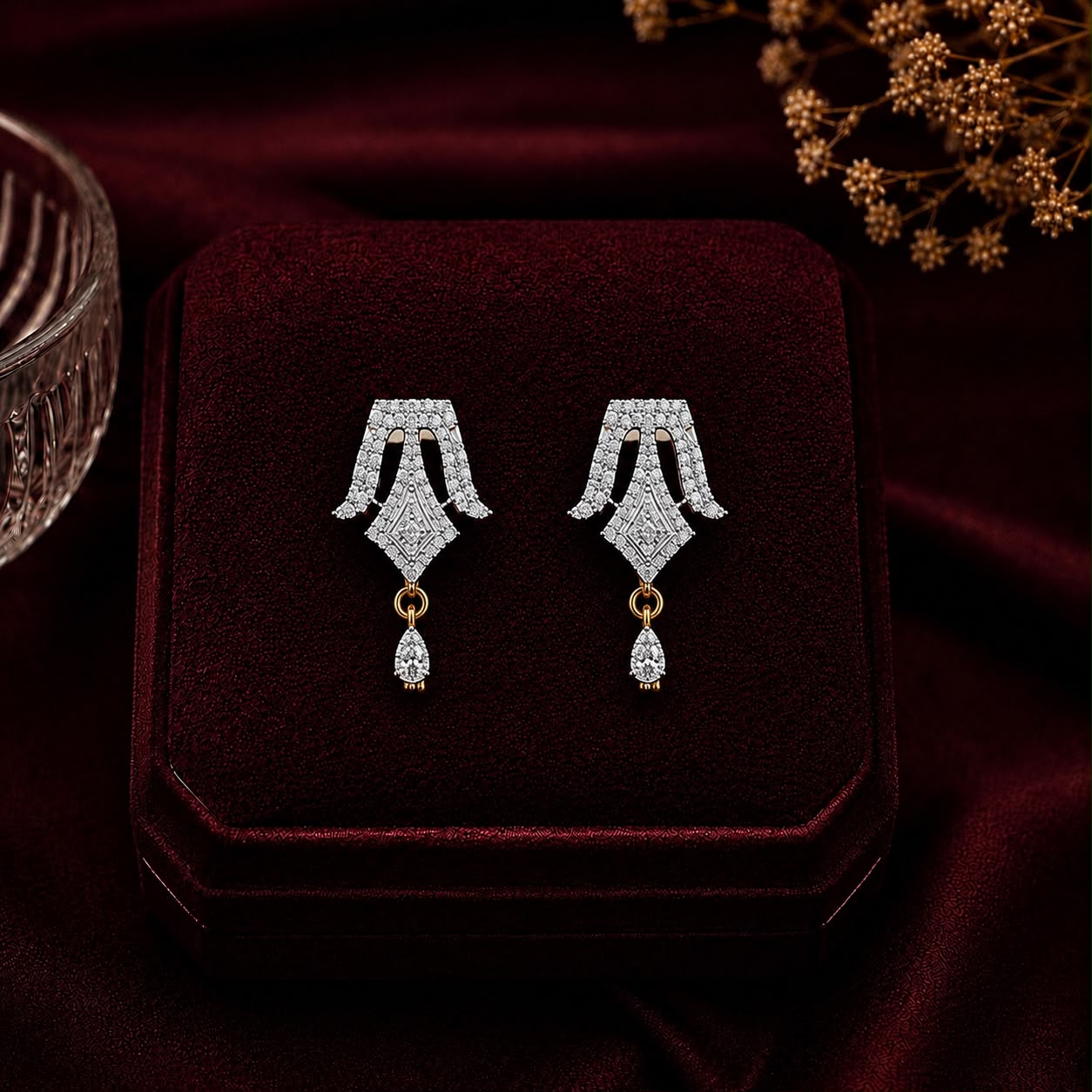 Radiant Arc American Diamond Single Chain Mangalsutra Set with Earrings | Gold-Plated Brass Jewellery