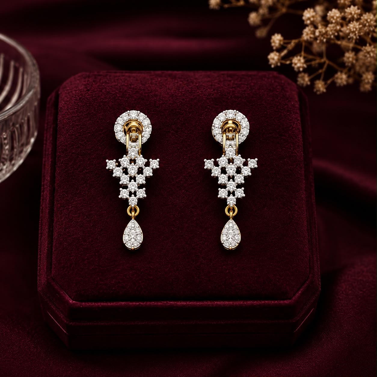 Regal Spark American Diamond Single Chain Mangalsutra Set with Earrings | Gold-Plated Brass Jewellery