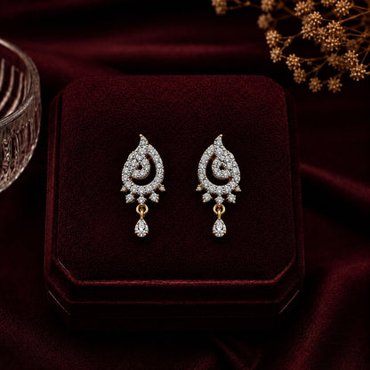 Infinity Grace American Diamond Single Chain Mangalsutra Set with Earrings | Gold-Plated Brass Jewellery