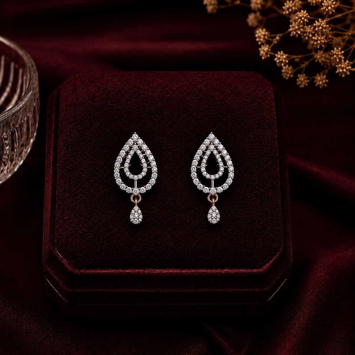 Royal Arc American Diamond Double Chain Mangalsutra Set with Earrings | Gold-Plated Brass Jewellery